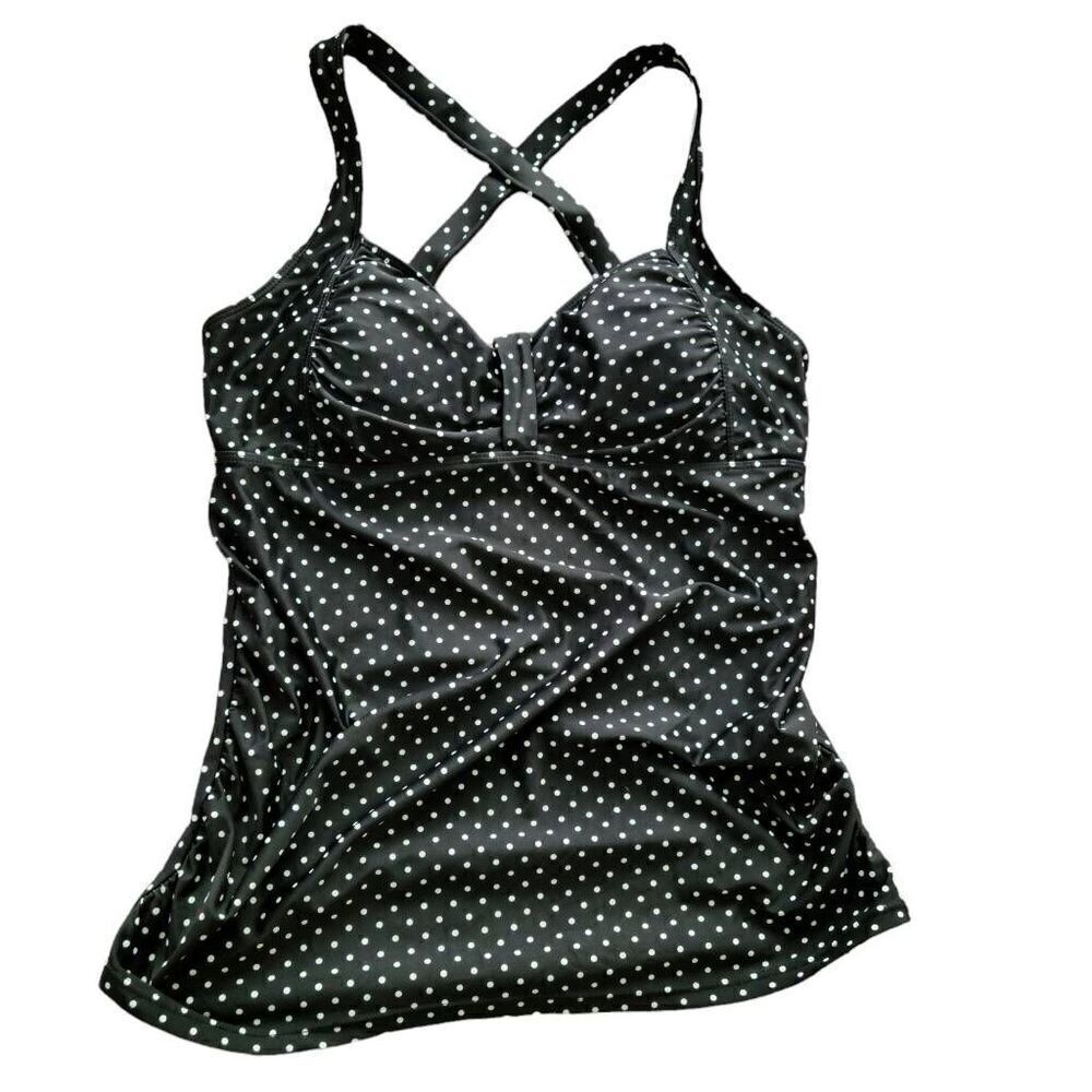 Maternity Black Polka Dots Bikini Tankini Top Swimsuit